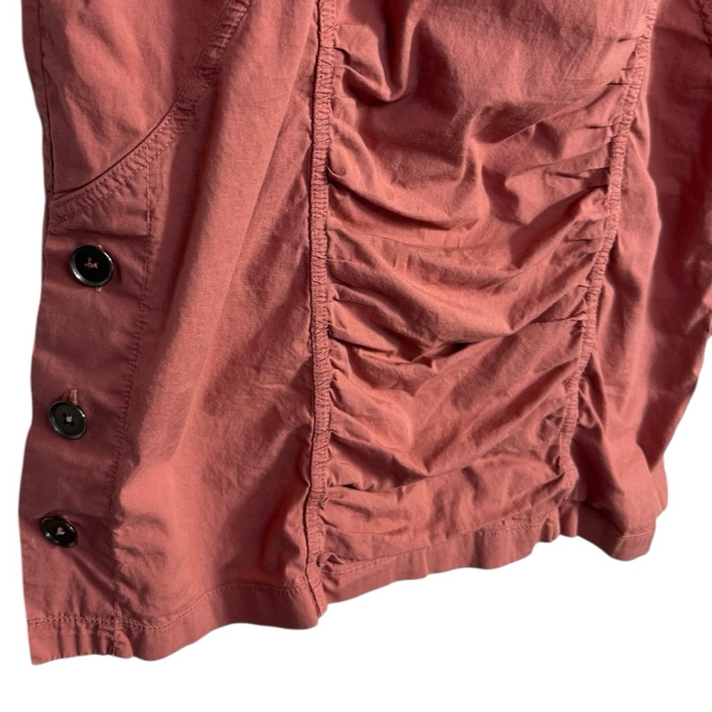 XCVI V Neck Capsleeve Ruched Dress Bottom Button Detail‎ Cotton Rust Red Small - Picture 3 of 5